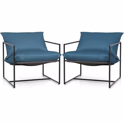 Sling Accent Chairs Set of 2 Outdoor Modern Metal Framed Armchairs