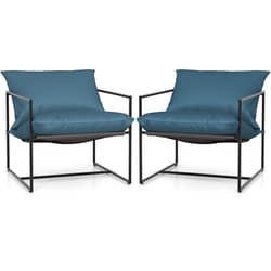 Sling Accent Chairs Set of 2 Outdoor Modern Metal Framed Armchairs