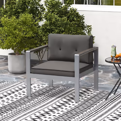 Aluminum Outdoor Patio Armchair Outdoor Garden Modern Sofa Chair with Cushions