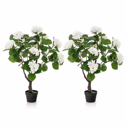 2 Pack 105cm Artificial Hydrangea Tree Fake Floral Potted Plant 11 White Flowers