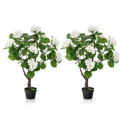 2 Pack 105cm Artificial Hydrangea Tree Fake Floral Potted Plant 11 White Flowers