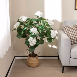 2 Pack 105cm Artificial Hydrangea Tree Fake Floral Potted Plant 11 White Flowers