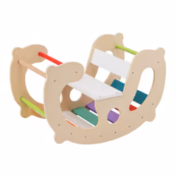 Kids 2-in-1 Rocking Horse Arch Montessori Climbing Toys w/Rocker