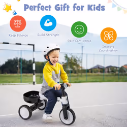 Convertible Kids Tricycle Toddler Trike w/86 Limited Steering Angle
