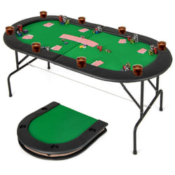 8 Players Poker Table Folding Cardboard Game Table w/8 Cup Holders-Green