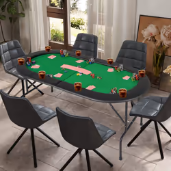 8 Players Poker Table Folding Cardboard Game Table w/8 Cup Holders-Green