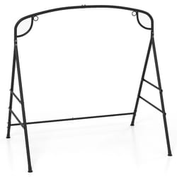 Patio Metal Swing Stand Heavy-Duty A-Shaped Porch Swing Frame w/ Double Side Bar