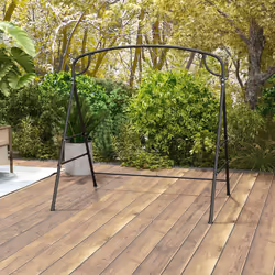 Patio Metal Swing Stand Heavy-Duty A-Shaped Porch Swing Frame w/ Double Side Bar