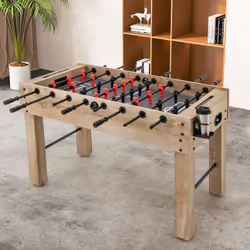 137cm Full Size Foosball Table Indoor Soccer Game Table w/ Legs-Natural