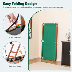 Folding Pool Table Set Portable Billiards Table Game w/ Foldable Legs