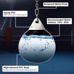 18 Inch Water Punching Bag 50 kg Water Heavy Bag Filled Gym-Black
