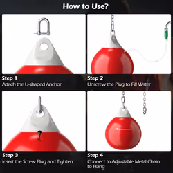 18 Inch Water Punching Bag 50 kg Water Heavy Bag Filled Gym-Red