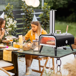 Portable Pizza Oven Outdoor Rotatable Pizza Oven w/ 30cm Pizza Stone