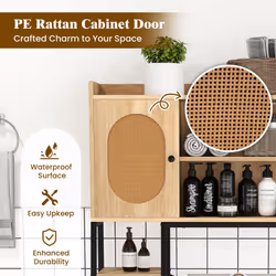 Over The Toilet Storage Cabinet Bathroom Organizer Shelves-Natural