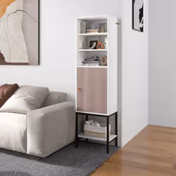 Tall Storage Cabinet Freestanding Cabinet w/Adjustable Shelf-White