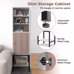Tall Storage Cabinet Freestanding Cabinet w/Adjustable Shelf-White