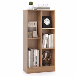 5-Cube Bookshelf Office Bookcase w/Open Storage Compartments-Natural