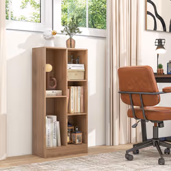 5-Cube Bookshelf Office Bookcase w/Open Storage Compartments-Natural