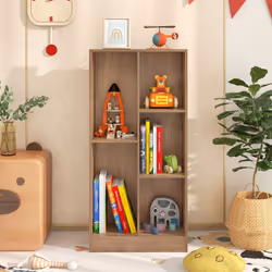 5-Cube Bookshelf Office Bookcase w/Open Storage Compartments-Natural
