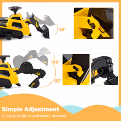 3-in-1 Ride on Tractor Electric Toy Excavator Bulldozer Road Roller