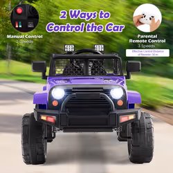 12V Battery Powered Ride On Truck Electric Kids Ride On Car-Purple