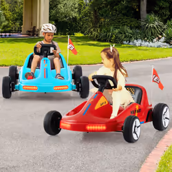 12V Kids Electric Go Kart with Remote and 3 Speeds and Lights