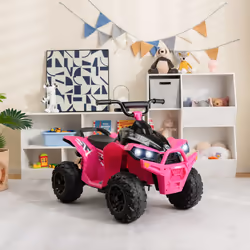 Kids Ride On ATV 12V Battery-Powered Ride-On Vehicle w/LED Lights-Pink