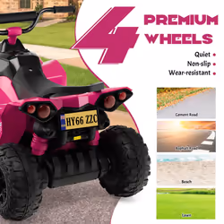 Kids Ride On ATV 12V Battery-Powered Ride-On Vehicle w/LED Lights-Pink