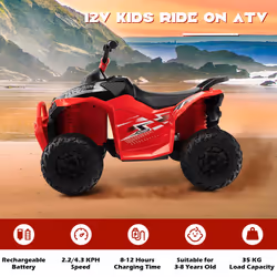 Kids Ride On ATV 12V Battery-Powered Ride-On Vehicle w/LED Lights-Red