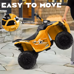 Kids Ride On ATV 12V Battery-Powered Ride-On Vehicle w/LED Lights-Yellow