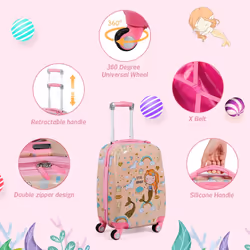 2 Pcs Kids Luggage Set 12 & 18 Children Carry-on Suitcase Set-Pink