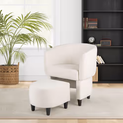 Upholstered Velvet Barrel Chair with Ottoman Modern Club Chair with Footrest