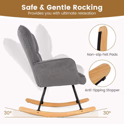 Modern Linen Rocking Accent Chair Upholstered Glider Rocker Armchair
