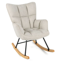 Modern Linen Rocking Accent Chair Upholstered Glider Rocker Armchair