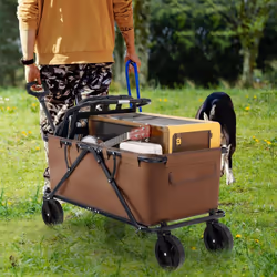 Collapsible Foldable Wagon Heavy-Duty Wagon Cart w/ Adjustable Handlebar