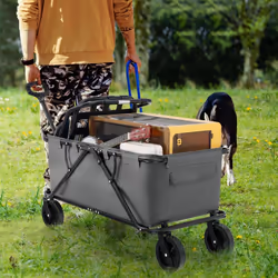 Collapsible Foldable Wagon Heavy-Duty Wagon Cart w/ Adjustable Handlebar
