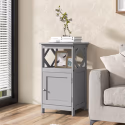 Bathroom Floor Cabinet Single Door Storage Organizer Cabinet-Grey