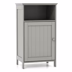 Bathroom Floor Cabinet Single Door Side Cabinet w/Shelf-Grey