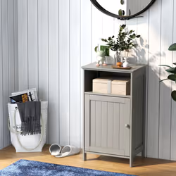 Bathroom Floor Cabinet Single Door Side Cabinet w/Shelf-Grey