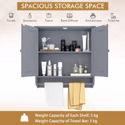 Wall Mounted Bathroom Cabinet Hanging Medicine Cabinet-Grey
