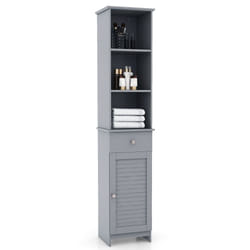 Freestanding Bathroom Storage Cabinet with 3 Open Shelves-Grey