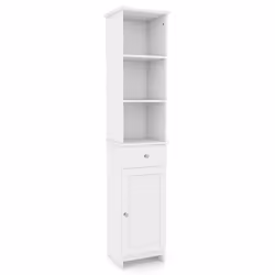 Freestanding Bathroom Storage Cabinet with 3 Open Shelves-White
