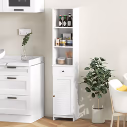 Freestanding Bathroom Storage Cabinet with 3 Open Shelves-White