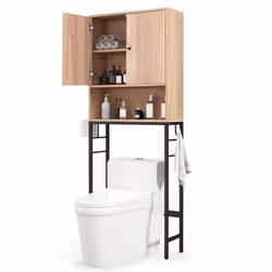 Over The Toilet Storage Cabinet Free Standing Toilet Rack-Natural