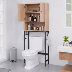Over The Toilet Storage Cabinet Free Standing Toilet Rack-Natural