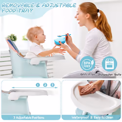 6-in-1 Baby High Chair Convertible Infant Feeding Chair-colorful