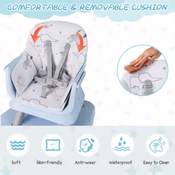 6-in-1 Baby High Chair Convertible Infant Feeding Chair-Gray