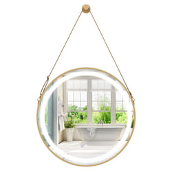 Hanging Wall Bathroom Mirror 60 x 60 CM Circle Wall Mirror w/Light