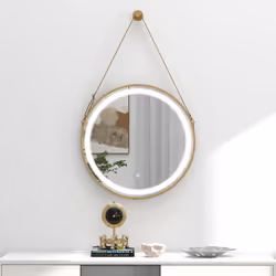 Hanging Wall Bathroom Mirror 60 x 60 CM Circle Wall Mirror w/Light