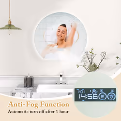 Half Circle LED Bathroom Mirror Anti-Fog Dimmable Vanity Mirror
